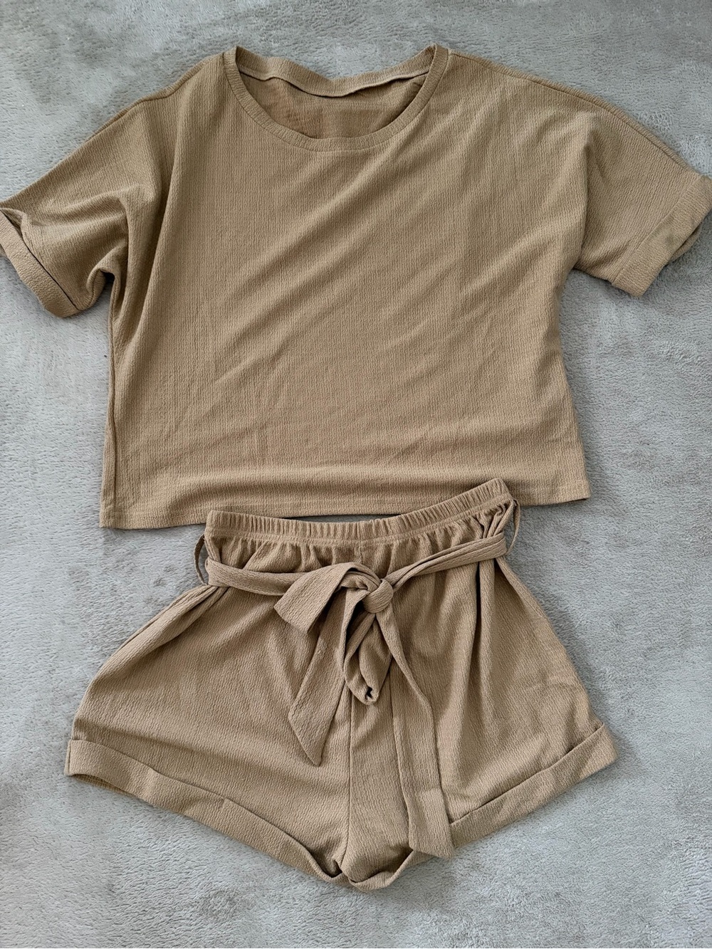 SHEIN Taupe High Waist Tie-Front Shorts